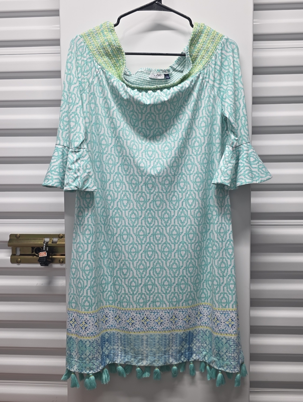 Cabana Life Coastal Cottage Dress Off Shoulder UPF 50 Wrinkle Resistant Resort